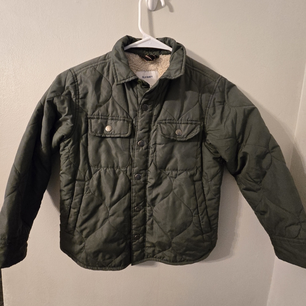Old Navy Olive Green Jacket with Cream Lining
